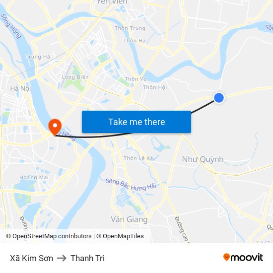 Xã Kim Sơn to Thanh Trì map