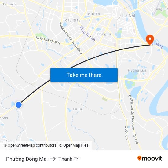 Phường Đồng Mai to Thanh Trì map