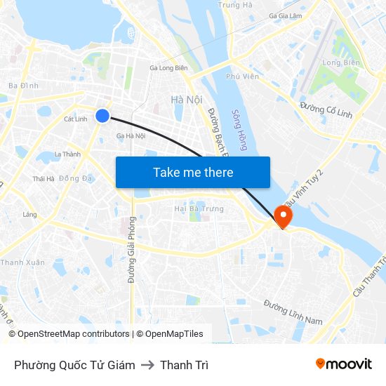 Phường Quốc Tử Giám to Thanh Trì map