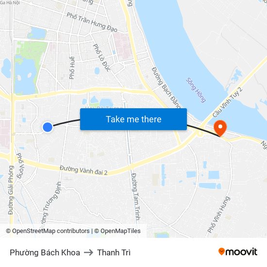 Phường Bách Khoa to Thanh Trì map