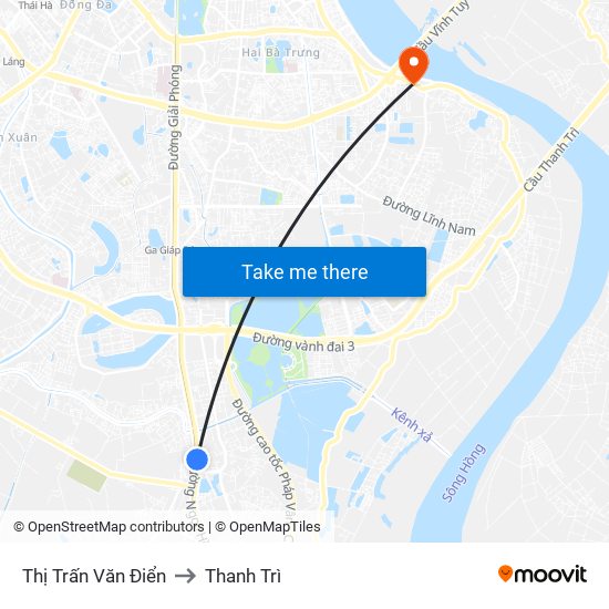 Thị Trấn Văn Điển to Thanh Trì map