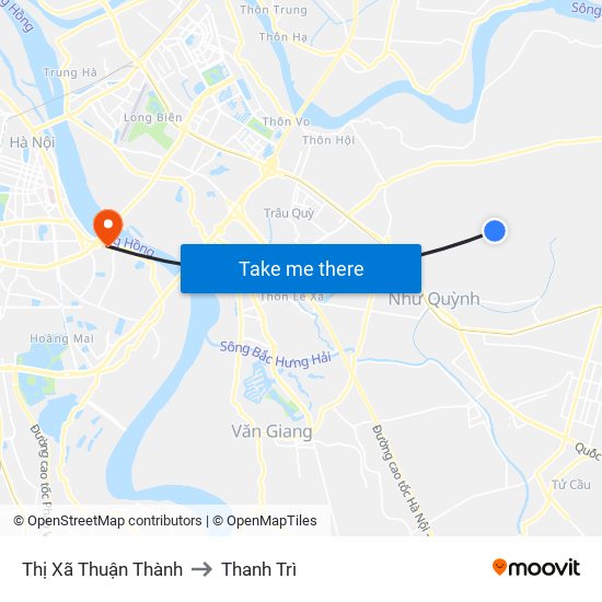 Thị Xã Thuận Thành to Thanh Trì map