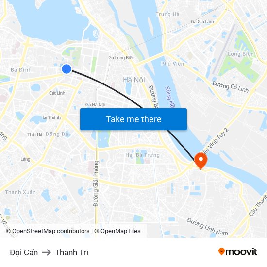 Đội Cấn to Thanh Trì map
