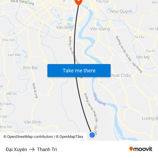 Đại Xuyên to Thanh Trì map