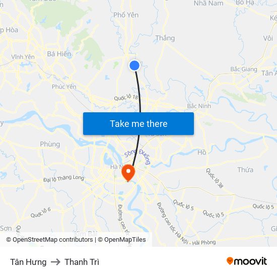 Tân Hưng to Thanh Trì map
