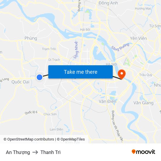 An Thượng to Thanh Trì map