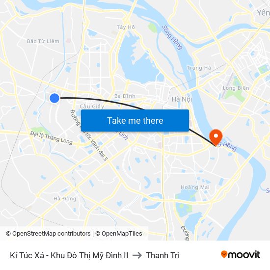 Kí Túc Xá - Khu Đô Thị Mỹ Đình II to Thanh Trì map