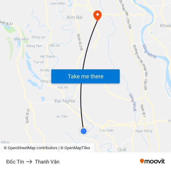 Đốc Tín to Thanh Văn map