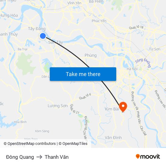 Đông Quang to Thanh Văn map