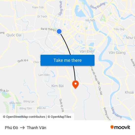 Phú Đô to Thanh Văn map
