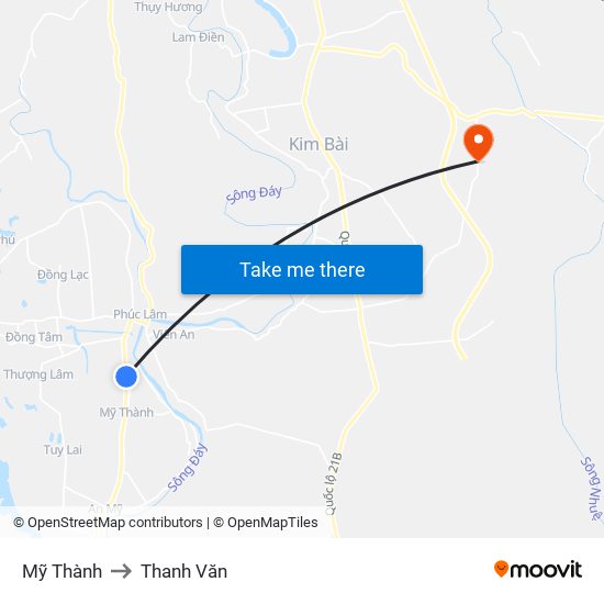 Mỹ Thành to Thanh Văn map