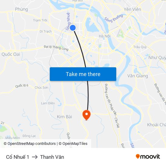 Cổ Nhuế 1 to Thanh Văn map