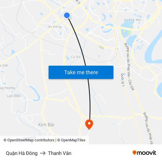 Quận Hà Đông to Thanh Văn map