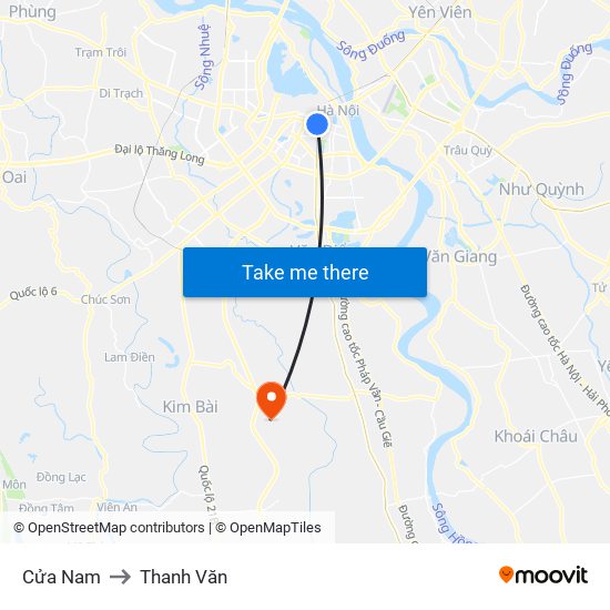 Cửa Nam to Thanh Văn map