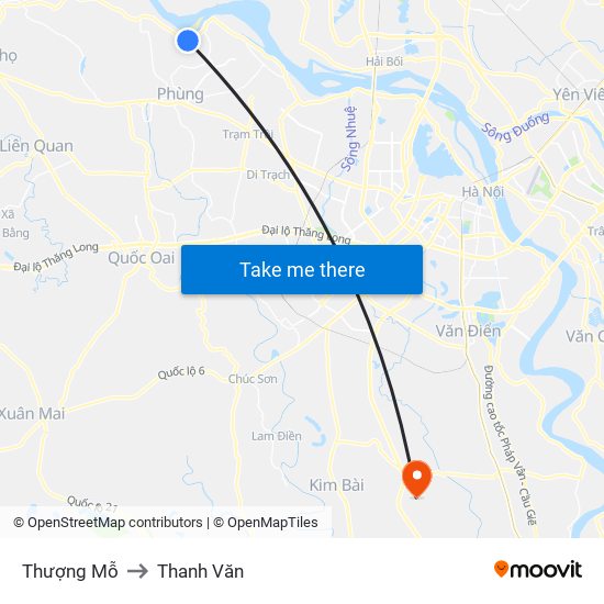Thượng Mỗ to Thanh Văn map