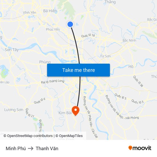 Minh Phú to Thanh Văn map