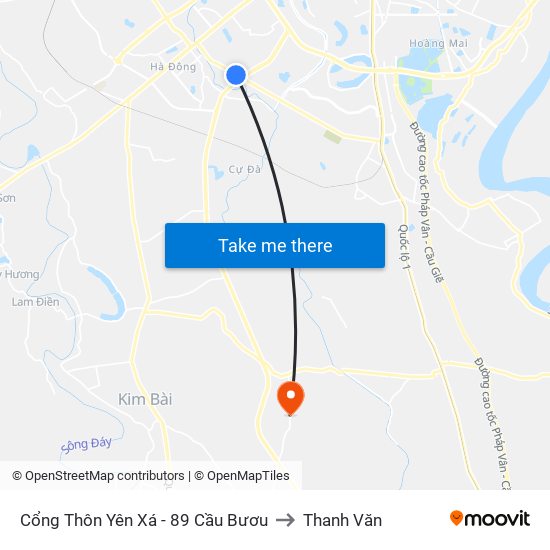 Cổng Thôn Yên Xá - 89 Cầu Bươu to Thanh Văn map