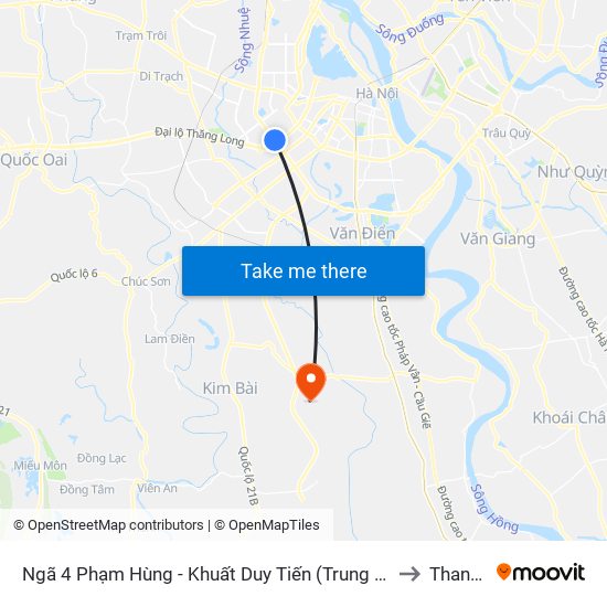 Ngã 4 Phạm Hùng - Khuất Duy Tiến (Trung Tâm Hội Nghị Quốc Gia) to Thanh Văn map