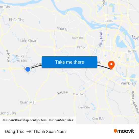 Đồng Trúc to Thanh Xuân Nam map