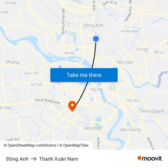 Đông Anh to Thanh Xuân Nam map