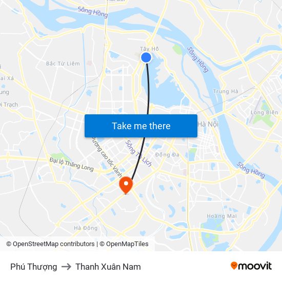 Phú Thượng to Thanh Xuân Nam map