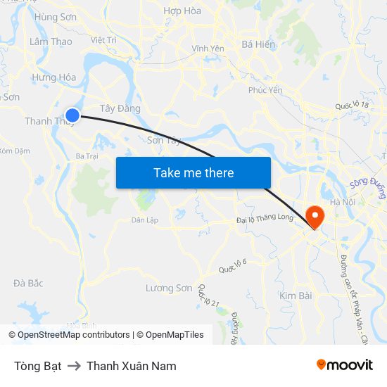 Tòng Bạt to Thanh Xuân Nam map