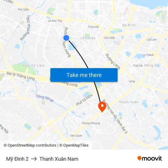 Mỹ Đình 2 to Thanh Xuân Nam map