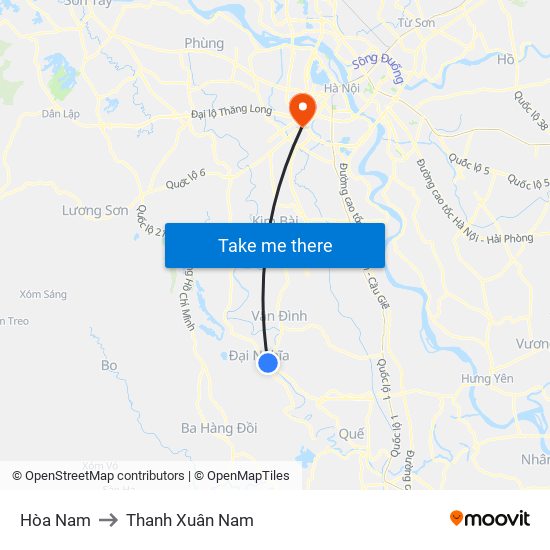 Hòa Nam to Thanh Xuân Nam map