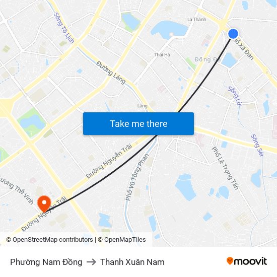 Phường Nam Đồng to Thanh Xuân Nam map