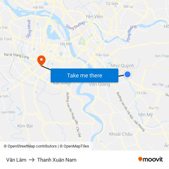 Văn Lâm to Thanh Xuân Nam map