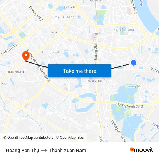 Hoàng Văn Thụ to Thanh Xuân Nam map