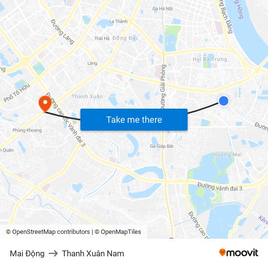 Mai Động to Thanh Xuân Nam map