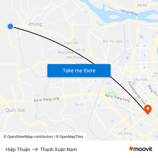 Hiệp Thuận to Thanh Xuân Nam map