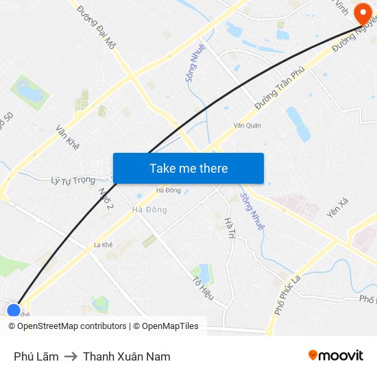 Phú Lãm to Thanh Xuân Nam map