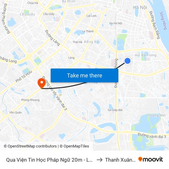 Qua Viện Tin Học Pháp Ngữ 20m - Lê Thanh Nghị to Thanh Xuân Nam map