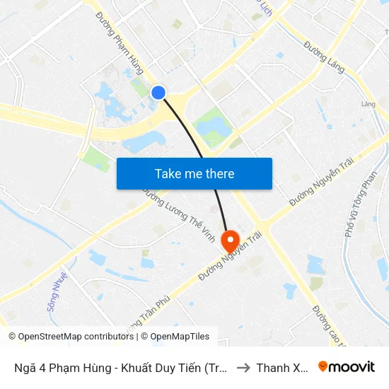 Ngã 4 Phạm Hùng - Khuất Duy Tiến (Trung Tâm Hội Nghị Quốc Gia) to Thanh Xuân Nam map
