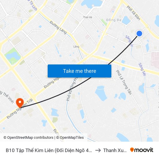 B10 Tập Thể Kim Liên (Đối Diện Ngõ 46b Phạm Ngọc Thạch) to Thanh Xuân Nam map