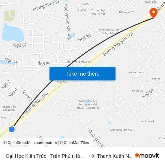 Đại Học Kiến Trúc - Trần Phú (Hà Đông) to Thanh Xuân Nam map