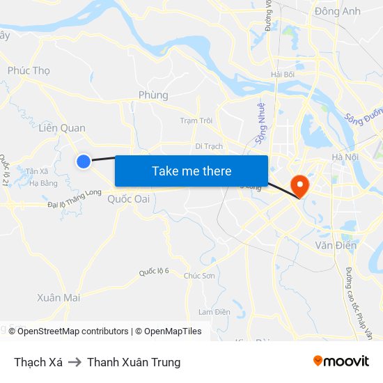 Thạch Xá to Thanh Xuân Trung map