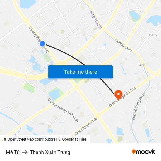 Mễ Trì to Thanh Xuân Trung map