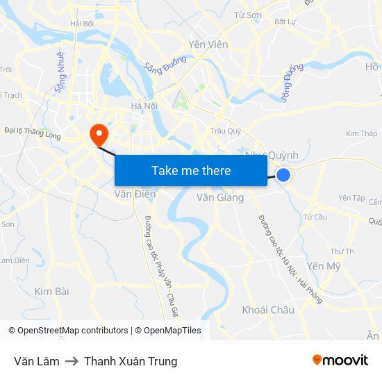 Văn Lâm to Thanh Xuân Trung map