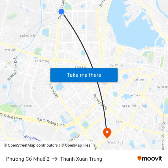 Phường Cổ Nhuế 2 to Thanh Xuân Trung map