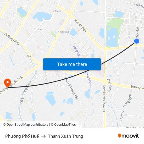Phường Phố Huế to Thanh Xuân Trung map