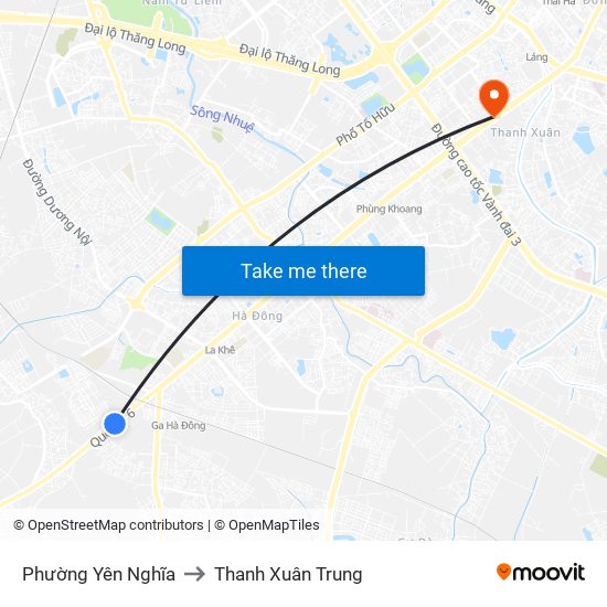 Phường Yên Nghĩa to Thanh Xuân Trung map