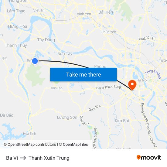 Ba Vì to Thanh Xuân Trung map