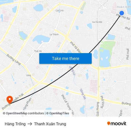 Hàng Trống to Thanh Xuân Trung map