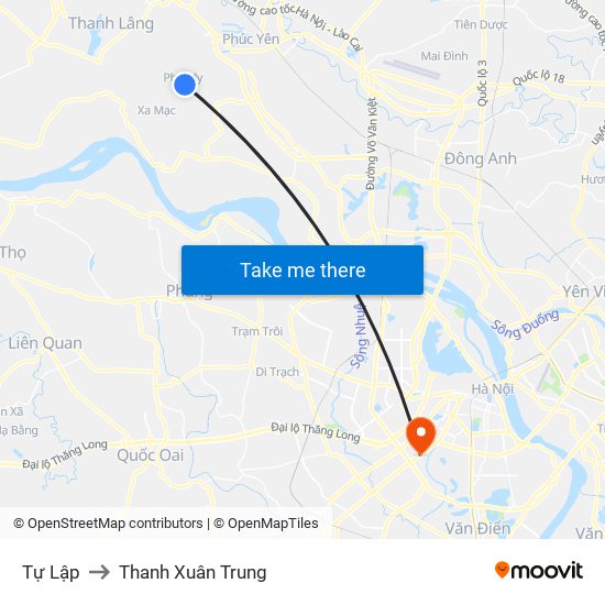 Tự Lập to Thanh Xuân Trung map