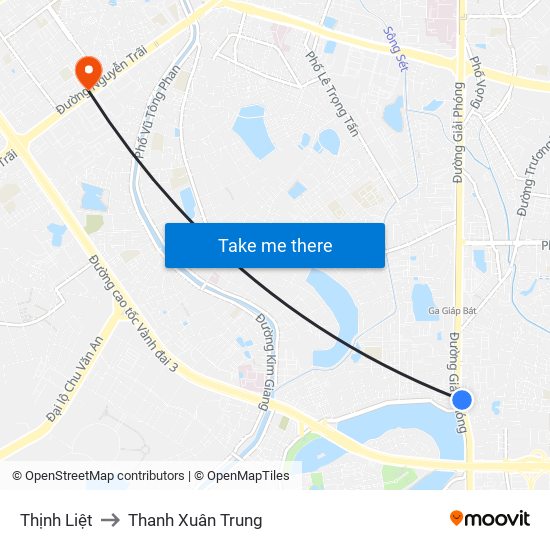 Thịnh Liệt to Thanh Xuân Trung map