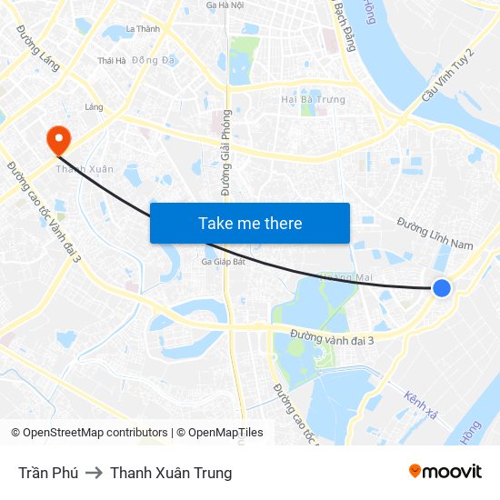 Trần Phú to Thanh Xuân Trung map