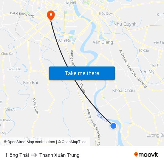Hồng Thái to Thanh Xuân Trung map